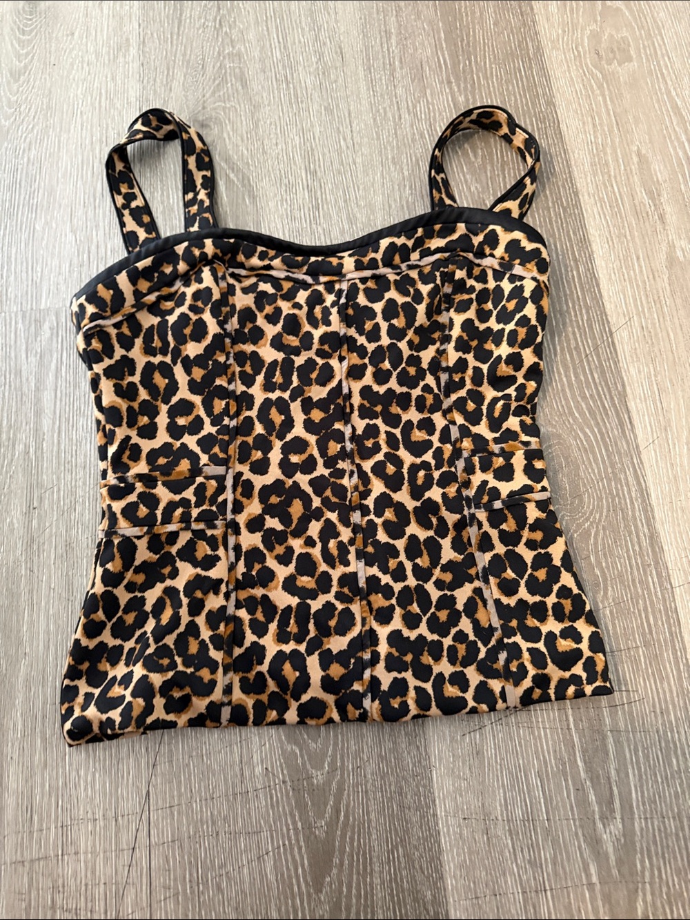 White House Black Market Leopard Print Cami Top - Black & Tan